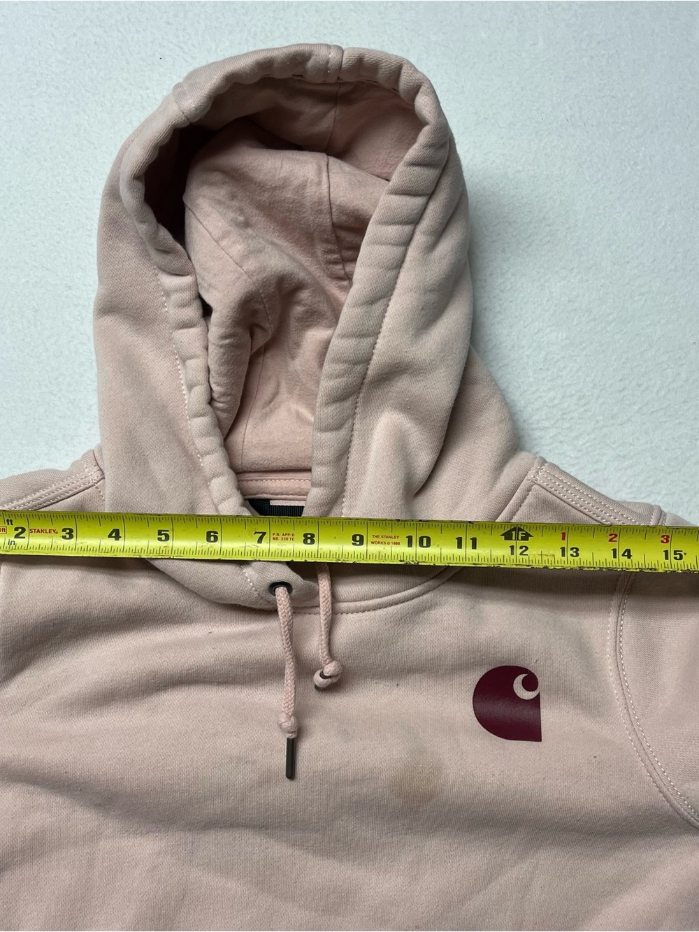 Carhartt Relaxed Fit Pullover Hoodie Youth S Beige Logo Hood Pockets - Picture 5 of 7